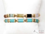 2 14K Gold Braclets With Semi-Precious Stones- 22g