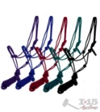 1 Purple and 1 Teal Nylon cowboy knot rope halter with removable 8 ft lead
