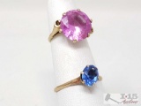 2 10K Gold Rings With Semi-Precious Stones- 5.5g