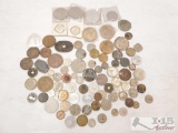 Assortment Of Medallions And Foreign Currency