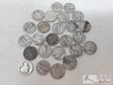 Approx 25 Mercury Dimes Ranging Between 1917 To 1945