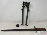 Rifle Bipod Stand, Speed Loader, and US Bayonet