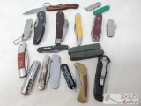 Box Of Pocket Knives And Multi Tools