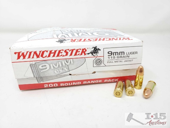 200 Rounds Of Winchester 9mm Luger 115GR Full Metal Jacket