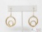 18k Gold Swirl Design Hoop Earrings 2.6g