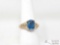 10k Gold Blue Topaz With Diamond Accents Ring 4g