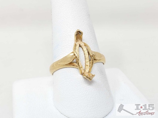 14k Gold Ring For Marquise Mounting 4.4g
