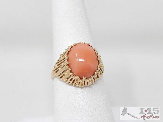 14k Gold Coral Fashion Ring 4.5g