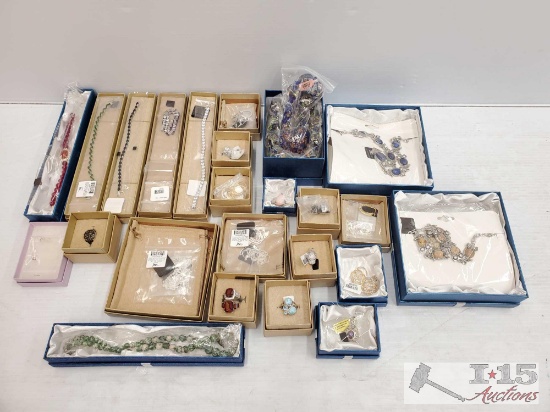 Tote Assortment of Sterling Silver and Costume Jewlery