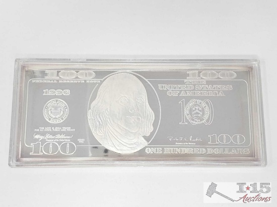 The Washington Mint $100 Silver Proof With Certificate Of Authenticity 4 Troy OZ