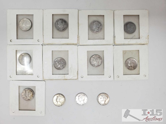 12 Mercury Dimes 1926-1945