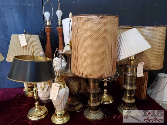 14 Lamps And Approx 10 Lamp Shades