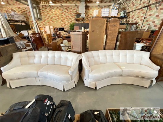 2 Curved Beige Marching Sofas