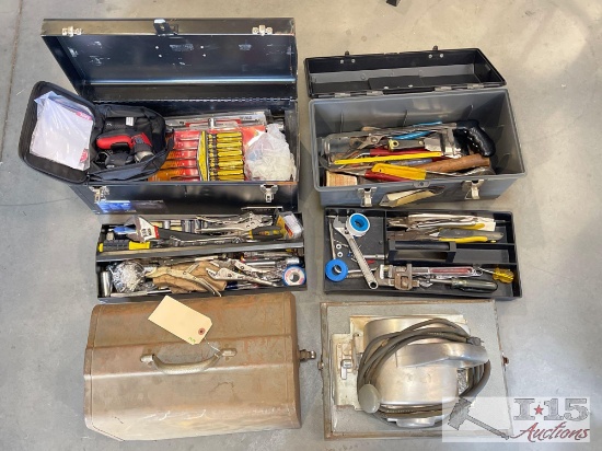 2 Tool Boxes With Assortment Of Tools And Craftsman Electric Hand Saw With Case