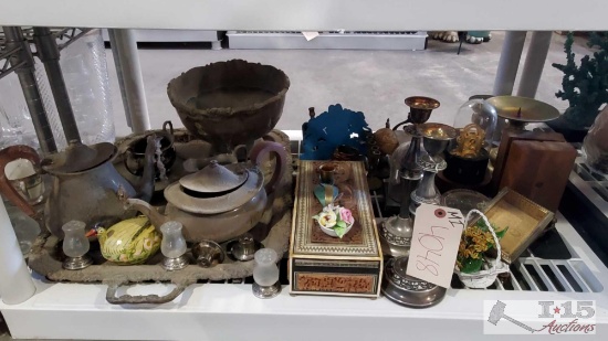 Metal Candel Stick Holders, Platters, Jewlery Box And More