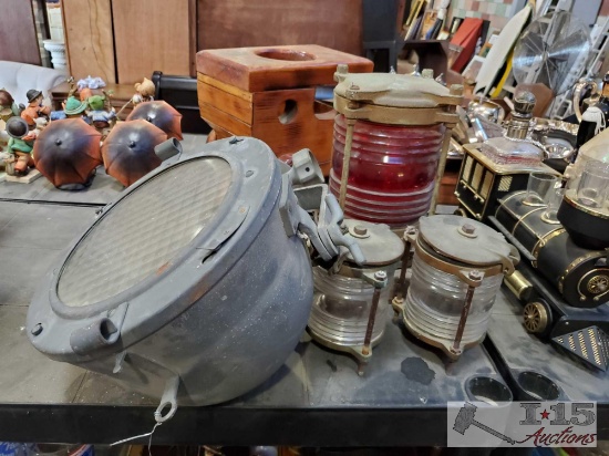 Vintage Glass Light Housings And Spot Light