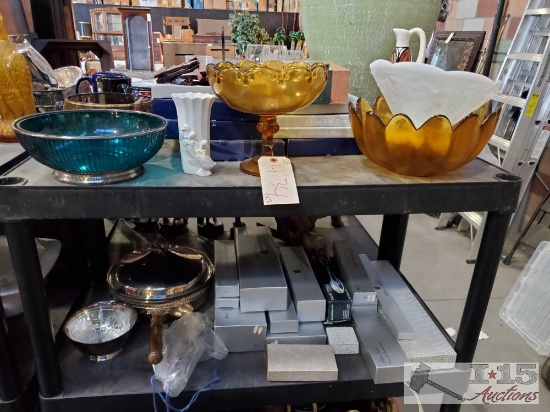 Glass Bowls, Decortive China, And Silver Plated Utensils