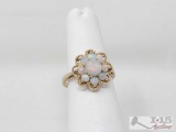 14k Gold Opal Flower Fashion Ring 3g