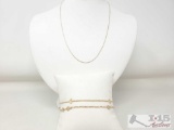 14k Gold Chain, Heart Bracelet And Shell Bracelet 4.7g