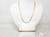 14k Gold Snake Chain And Curb Bracelet 10.6g