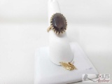 14k Gold Onyx Fashion Ring And Leaf Ring 7g