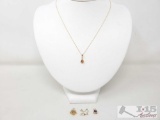 14k Gold Cable Chain With 4 14k Gold Petite Pendants Some With Diamonds 4.5g