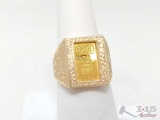 14k Gold Ring with 1g Fine Gold Bar 999.9 6.7g with Certificate