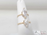 2 14k Gold Marquise Diamond Simulant Fashion Rings 4.7g