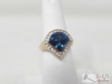 10k Gold Topaz Diamond Accent Fashion Ring 4.2g