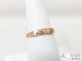 10k Gold Engraved Love Ring With A Diamond 1.5g