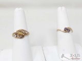 10k Gold Purple Spinel Ring And 10k Gold Semi-Precious Stone With Accents Ring 4.5g