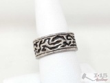 Vintage Engraved Sterling Silver Band 7.2g