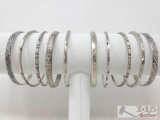 10 Sterling Silver Engraved Bangles 140.9g