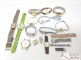 Assortment Of Wrist Watches, Watch Faces, Watch Bands And Engraved Bracelet