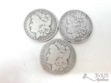 3 1887-1890 Morgan Silver Dollars All New Orleans Mint
