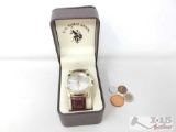 NEW! U.S. Polo Assn. Watch In Original Box And Foreign Currency