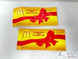 2 McDonald?s Gift Certificate Booklets