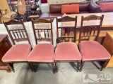 4 Mauve Upholstered Wooden Chairs