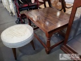 Wooden Side Table And Ottoman
