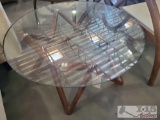 Glass Coffee Table With Wood Legs