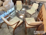Unique Circular Glass Dining Table With 4 Chairs