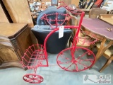 Large Red Metal Bicycle Plant Holder