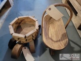 Wooden Turtle and Collapsible Bowl