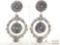 Vintage Double Concho Native American Sterling Silver Engraved Earrings