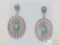 Native American Concho Earrings with Turquoise Stone 14.2g
