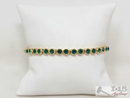 Costume Jewlery Bracelet with Green Stones