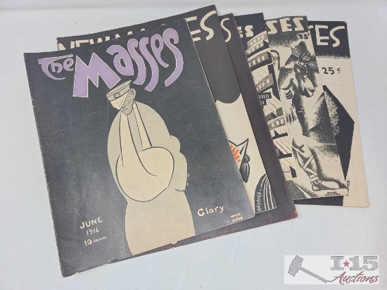 (5) Vintage The Masses Magazine Issues from June 1916 - December 1926 and (1) The New Masses