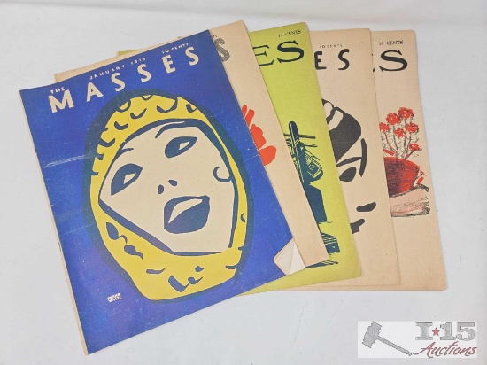 (5) Vintage The Masses Magazine Issues from January 1916 - May 1916