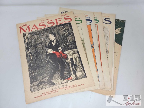 (6) Vinatge The Masses Magazine Issues from July 1914 - December 1914