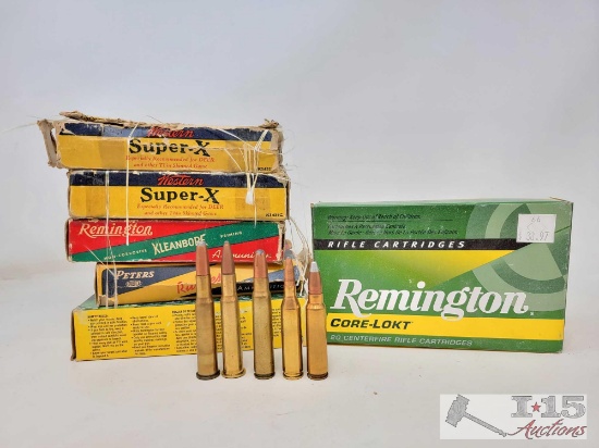 Assortment of 76 Rounds of 243 WIN, 30-40 Krag, 8m/m Mauser and 300 Savage